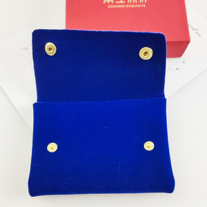Bolsa de terciopelo de lujo hecha a medida para exhibición de joyas con solapa, mini bolsa de joyería de gamuza sintética con broche y logotipo - Product Image 4