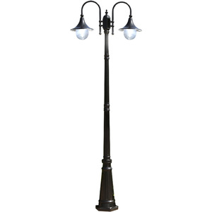 Lampadaire de jardin extérieur en fer avec abat-jour en verre LED, lumière blanc chaud 2700K, IP65, ampoule A19 non amovible, AC 220V, détecteur de mouvement solaire - Product Image 1