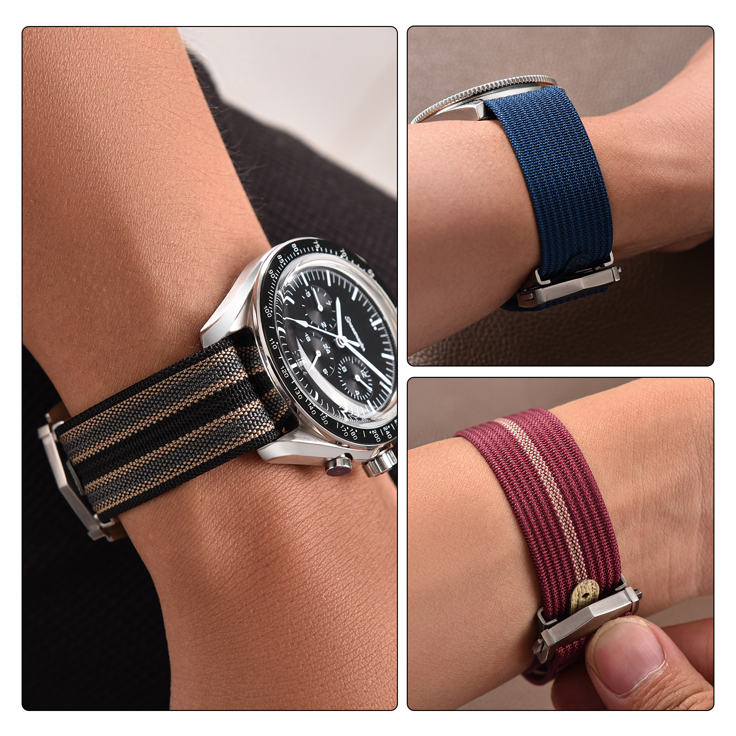 MZDTIMK Professional Adjustable Custom Single Pass Hybrid Nylon + FKM Watch Bands 18mm 20mm Durable Ribbed Nylon Strap