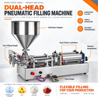 Machine horizontale entièrement automatique à double tête pneumatique de haute précision pour le remplissage de pâtes, sauces, liqueurs, liquides et huiles dans les bouteilles en plastique et en verre