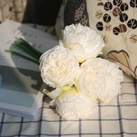 BF-PY15 Bouquet de fleurs artificielles en soie blanches et bleues faites à la main pour la décoration de la maison, idéal pour la rentrée scolaire et Noël