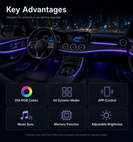 Kit d'éclairage d'ambiance universel pour voiture en acrylique, bande LED RGB 12V, garantie 1 an, modification de l'intérieur de la voiture, OEM personnalisé, vente en gros