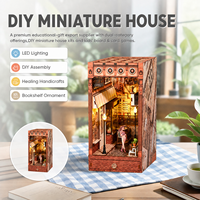 Kit de Bricolage Artisanat en Bois Floral Européen DIY Book Nook Miniature Métal Plastique Papier Lumière LED Puzzle 3D en Bois Cadeau Échelle 1:32