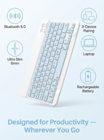Clavier sans fil miniature léger, rechargeable, Bluetooth, 78 touches, en plastique, portable, pour Surface Pro 4/5/6/7