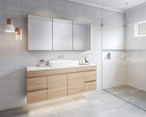 Meubles de salle de bain en bois massif, design moderne, gain de place, vasques simples - Product Image 2