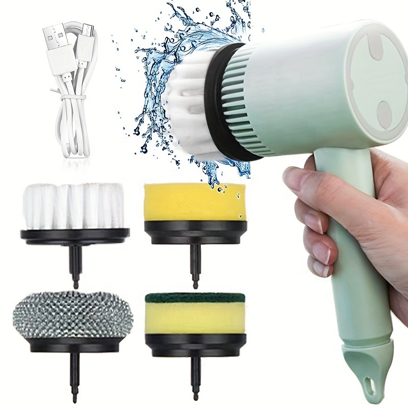 Yuyang, дропшиппинг, электрическая щетка для чистки, перезаряжаемая USB, многофункциональный очиститель для кухни, ванной комнаты, FISI, 800 мАч, с двумя щетками