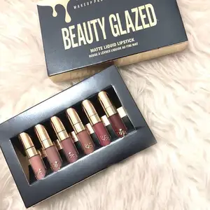 BELEZA VIDROS 6 Pçs/set Líquido Matte Batom Fácil de usar de longa duração Lip Gloss Waterproof Nude Lip Lipsticks Make up