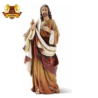 Statue artisanale décoratif en fibre de verre, résine, taille de vie, bénédiction, du cœur sacré de jésus, Statue Christ