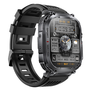 Montre connectée sportive haut de gamme pour homme, étanche 3ATM, écran 2,02 pouces, appels Bluetooth, fréquence cardiaque, lampe de poche, modes multisports, vente en gros usine - Product Image 1