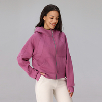 Sudadera con capucha y cremallera completa para mujer, holgada, para otoño e invierno, para yoga, fitness, correr, trotar, chaqueta deportiva para mujer