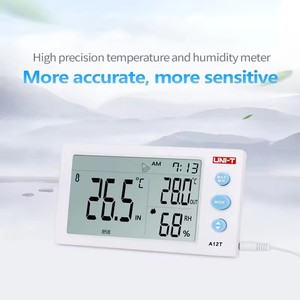 Capteur de température A12T, fonctions d'humidité et d'horloge, thermomètres numériques intérieurs et extérieurs à écran large - Product Image 4
