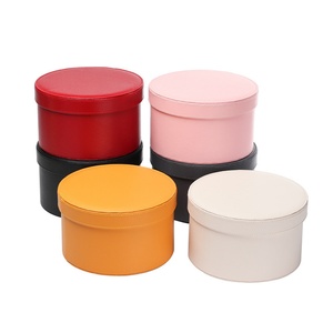 Customized Leather Display <b>Box</b> Round-shaped Paper Hug Bucket <b>Wedding</b> Bouquet Flower Package Chocolate and Jewelry Gift <b>Box</b> - Product Image 1