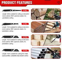 Scie sabre électrique sans fil 1500W pour la coupe de tuyaux en bois métallique avec 4 lames pour batterie Makita 18v