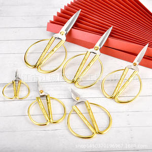 กรรไกรมังกรและนกฟีนิกซ์สีทอง 75 มม. สแตนเลสสตีล สำหรับใช้ในบ้าน สำนักงาน งานฝีมือ กรรไกรตัดหัวตรง สำหรับงานพิธีเปิด - Product Image 3