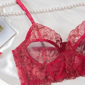 Wholesale Ultra-Thin Floral Embroidered Lingerie <b>Set</b> <b>Sexy</b> See-Through Fishbone <b>Bra</b> Panty <b>Set</b> - Product Image 3