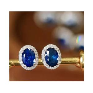 Pendientes de Oro Blanco Xinfly de 18K con Diamantes y Zafiro Azul Natural de 2.3ct, con Perla, para Regalo de Boda o Fiesta - Product Image 1