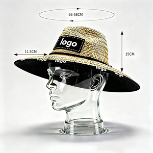 Sombreros de Paja de Salvavidas con Diseño de Personajes para Verano, Venta al por Mayor, con Parche de Logotipo Personalizado, para Surf, Safari, Pesca y Playa - Product Image 1