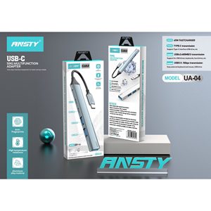 Adaptador Multifunción ANSTY 5 en 1, USB C, Carga Rápida de 65 W, Tipo C, USB 2.0, USB 3.0, UA-04 - Product Image 3