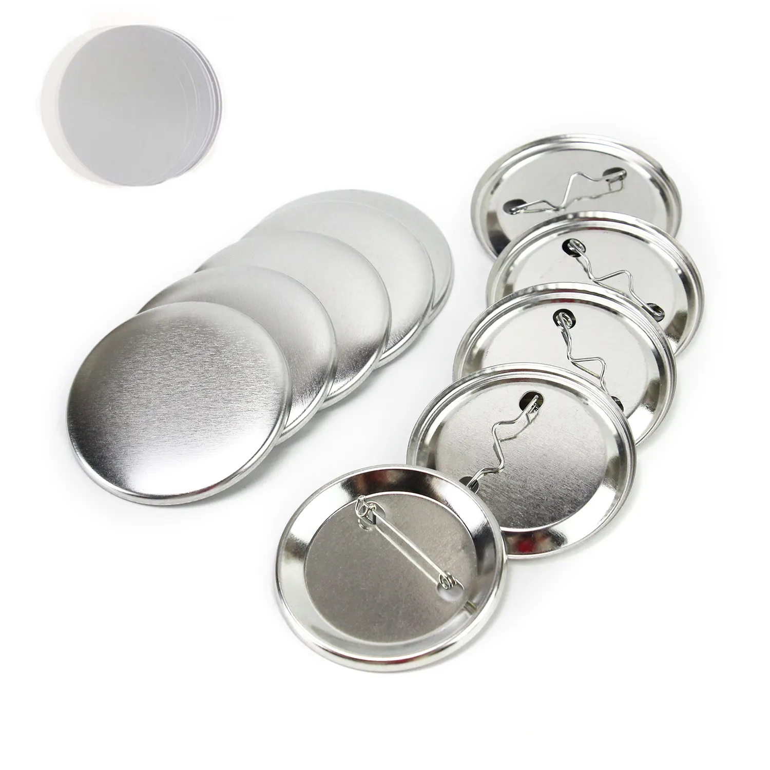 Supplier Wholesale Custom Tinplate 1'' 1.25'' 2.25'' 2.5'' Button Parts Raw Materials DIY Blank Sublimation Tin Button Badge