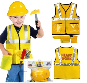 Kids Toddler Construction Worker Costume Builder Outfit Kit Career Role Play Toy Set Dress Up
