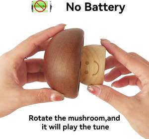 Caja de música de madera con forma de hongo, caja de música con cara sonriente, mini caja de música de madera, linda caja de música - Product Image 3