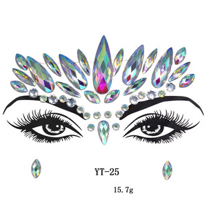 YALONG al por mayor gema Festival <span class=keywords><strong>cara</strong></span> joyas pegatinas OEM logotipo personalizado cristal moda ojo cuerpo <span class=keywords><strong>cara</strong></span> pegatinas - Product Image 5