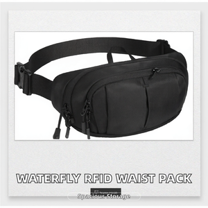 <span class=keywords><strong>WATERFLY</strong></span> Grand Sac Banane en Nylon RFID 2,5L Bandoulière Unisexe Sangle Extensible 4 Poches Zippées Léger Résistant à l'Eau Voyage - Product Image 3