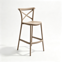 Chaise de bar moderne en plastique haute avec dossier croisé, empilable, pour hôtel, maison, café, restaurant