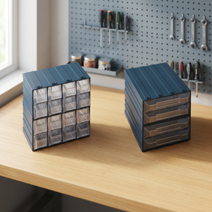 TTAKE LABEL CAB Commode de rangement pliable à 8 tiroirs en plastique PP gris foncé/transparent pour vêtements, outils et espace de bureau - Product Image 2