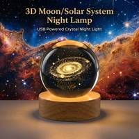 Boule de cristal en verre transparente 3D gravée au laser personnalisée populaire, décoration de la maison avec LED polie et sculptée pour Noël