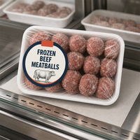 Étiquettes personnalisées pour boulettes de viande de bœuf surgelées |   Autocollants imprimés en rouleau pour l'emballage alimentaire |   Approvisionnement en marque blanche