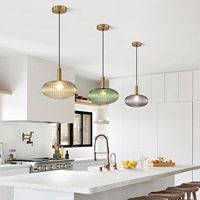 Lampe suspendue moderne en verre globe doré à LED, réglable, style vintage, pour cuisine, style mid-century