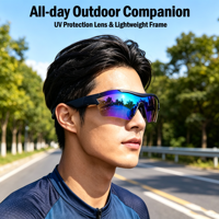Lunettes audio intelligentes IA avec chargement Type-C 5.4, appels mains libres à oreille ouverte, protection UV, lunettes de soleil légères, OEM ODM intelligentes