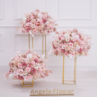 A8847 Boule de fleurs artificielle moderne en soie rose, Hortensia et Rose, pour centre de table de mariage, arrangement floral de banquet, scène d'événement et vitrine