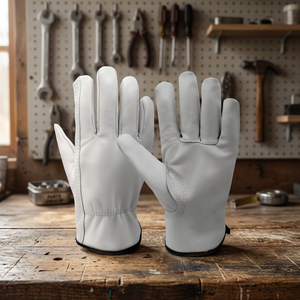 Gants de sécurité en cuir grainé blanc, antidérapants, pour le soudage - Product Image 3