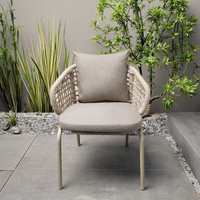 Chaise de salle à manger en aluminium moderne empilable pour extérieur, style bistrot-café, avec corde tressée