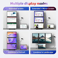 Écran d'ordinateur portable compact IPS Full HD 15,6 pouces avec extension latérale compatible avec les ordinateurs portables surdimensionnés, type C, large angle de vue, panneau latéral