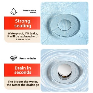 Bonde de <span class=keywords><strong>lavabo</strong></span> escamotable anti-fuite avec filtre anti-odeur en acier inoxydable et cœur en cuivre pour baignoire, hôtel, luxe léger - Product Image 4