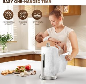 Support de papier <span class=keywords><strong>essuie</strong></span>-tout à un seul niveau en acier inoxydable résistant à la rouille Good Grips SimplyTear, gris - Product Image 1