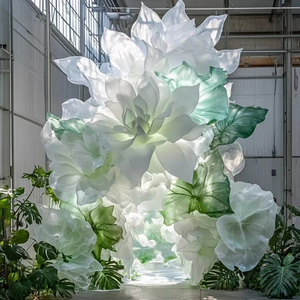 ZA-035 hoa khổng lồ cài đặt hoa nước siêu thực tế và lá bối cảnh cho một sự kiện đám cưới trình diễn thời trang - Product Image 1