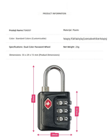 Cadenas à combinaison certifié TSA, 3 chiffres, ABS noir, léger, pour valise de voyage, sac à dos, casier
