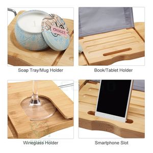 Baignoire en bambou de luxe Caddy avec porte-vin - Product Image 3