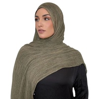 Nouvelle Arrivée 2026 – Voile de Luxe en Rayonne pour Femmes Musulmanes, Couleurs Unies Anciennes, Logo Personnalisable, Mélange de Coton Froissé, Été Hiver