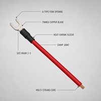 Câble terminal fourche à vis SV2-3U en cuivre étamé avec gaine thermorétractable, fils toronnés rouge et noir, pour connexion rapide, distribution OEM