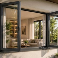 Fenêtre à battant moderne en aluminium sur mesure, double vitrage trempé, à rupture de pont thermique, insonorisée, pour extérieur de villa résidentielle, salon