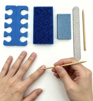 Kit de manucure et pédicure professionnel 5-en-1 Blue Fashion, avec pierre ponce naturelle double face, lime à ongles en plastique, polissoir et râpe à pieds