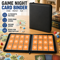 Album de cartes à collectionner en PU avec fermeture éclair et 12 pochettes pour le rangement et la présentation des cartes de jeux de société – Idéal pour les soirées jeux
