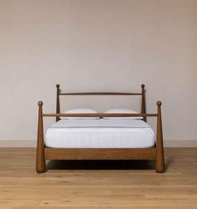 Cama de almacenamiento ecológica hecha a mano de madera maciza moderna de Dreamhause de mediados de siglo Twin XL para dormitorio, muebles para el hogar, Hotel - Product Image 1