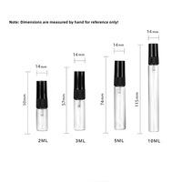 Bon marché de haute qualité 2ml 3ml 5ml 10ml petits flacons d'atomiseur de parfum échantillon bouteille en verre avec pompe de pulvérisation en plastique mini bouteilles de testeur