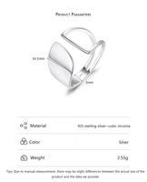 Bijoux fins à la mode, style décontracté unisexe, bagues pour femmes, anneaux ajustables en argent S925, anneaux ouverts géométriques brillants pour femmes et hommes